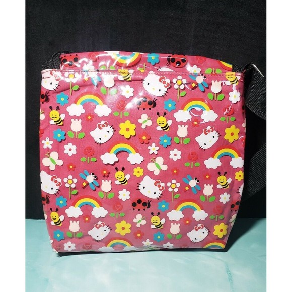Hello Kitty Sanrio Girls Crossbody Messenger Bag Pink Rainbow GUC Strap - Picture 3 of 11